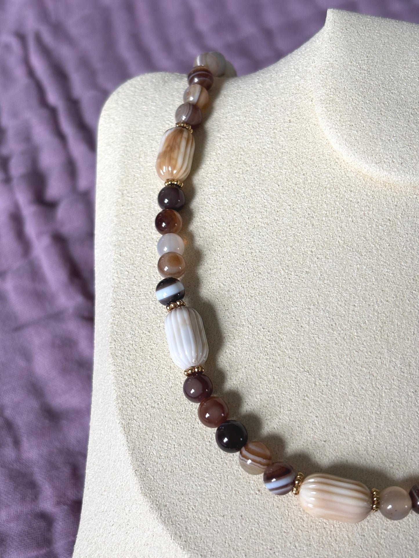 Coffee and Cream Necklace with Botswana Agate