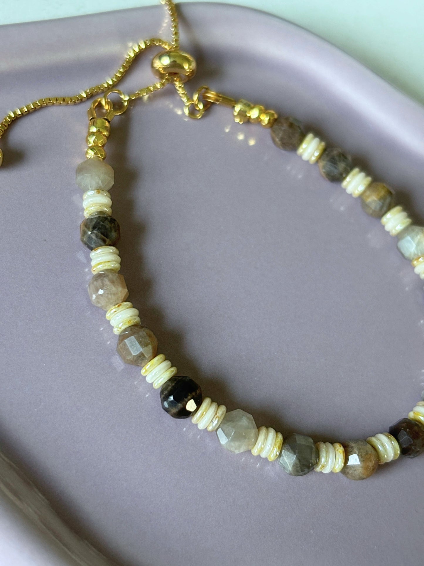 Dainty Chocolate Moonstone Bracelet