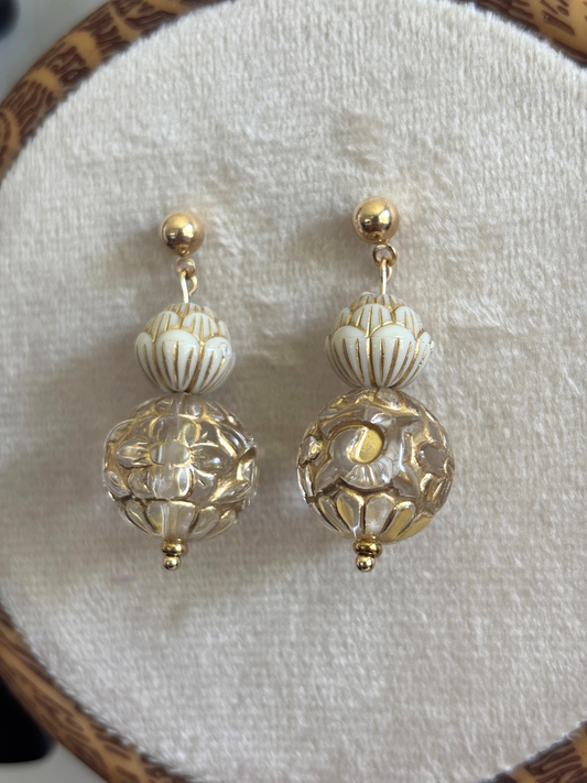 Gold Leaf Flower Earrings