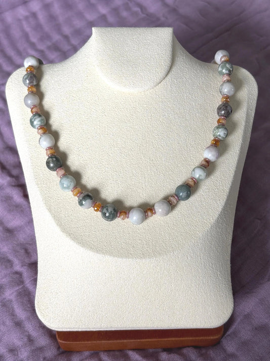 Harmony Jasper Necklace with Shamrock Pendant