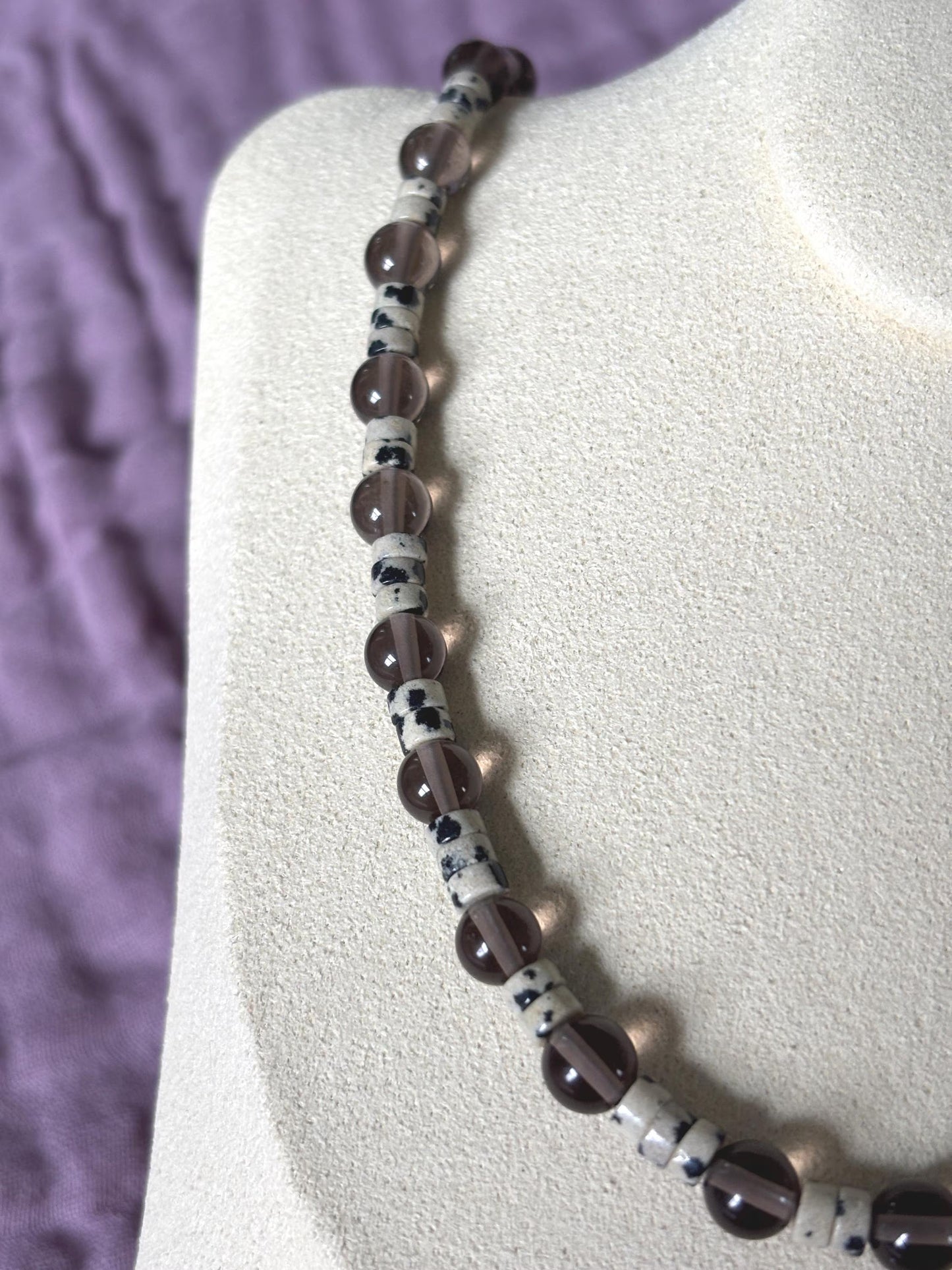 Ice Obsidian and Dalmatian Jasper Necklace