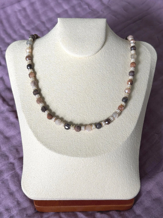 Dainty Chocolate Moonstone Necklace