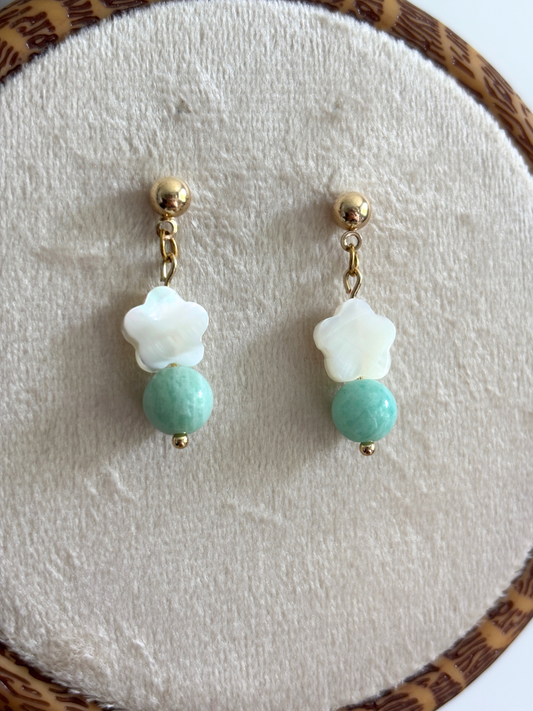 Amazonite Flower Earrings