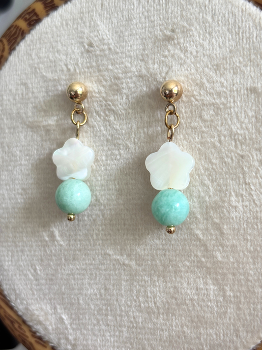 Amazonite Flower Earrings