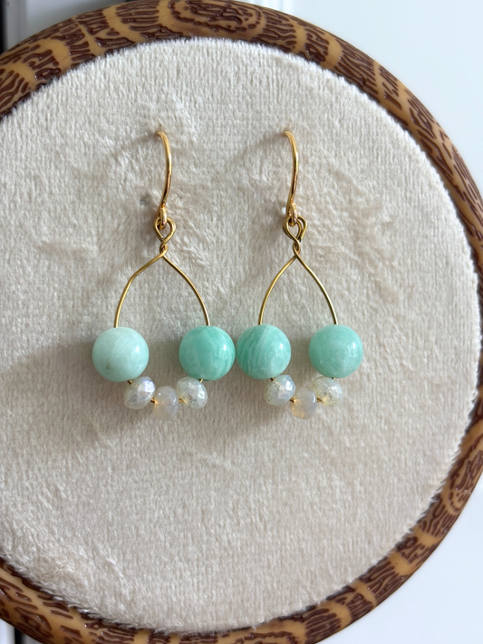 Amazonite Dangle Teardrop Earrings