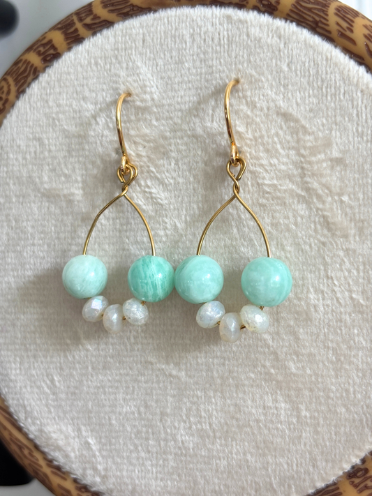 Amazonite Dangle Teardrop Earrings