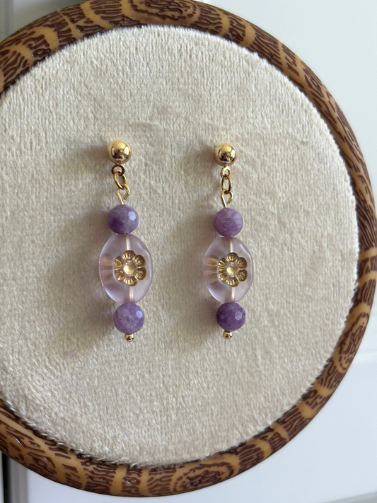Amethyst Flower Earrings
