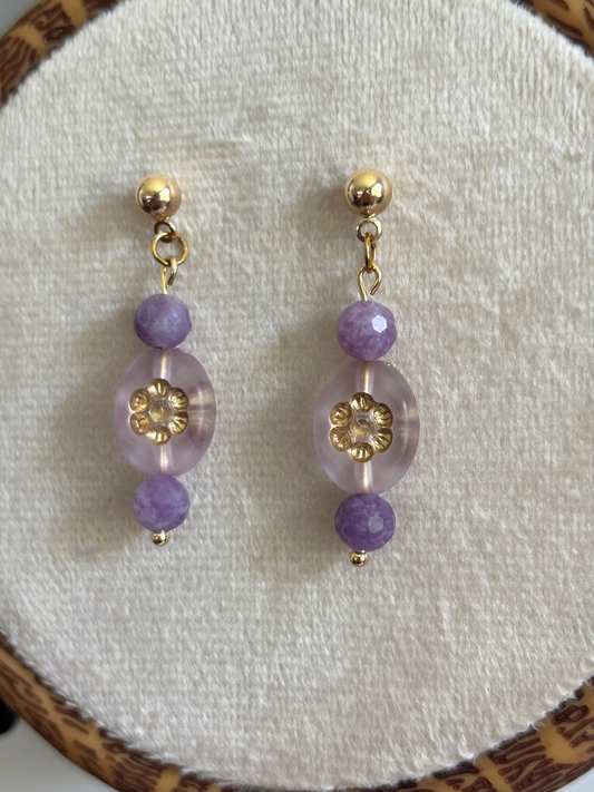 Amethyst Flower Earrings