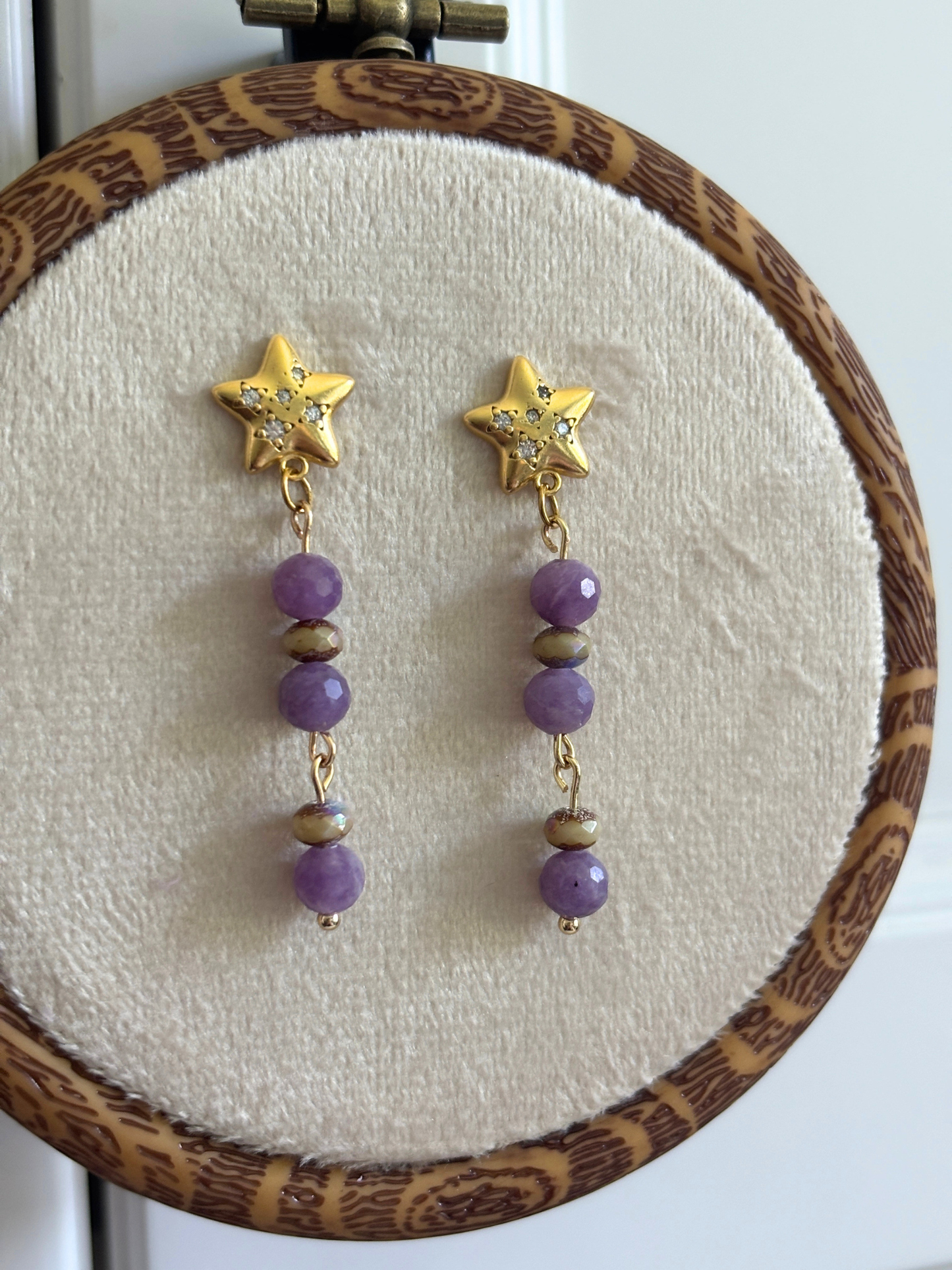 Amethyst Star Dangle Earrings