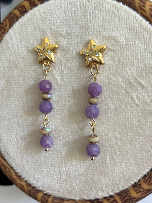 Amethyst Star Dangle Earrings