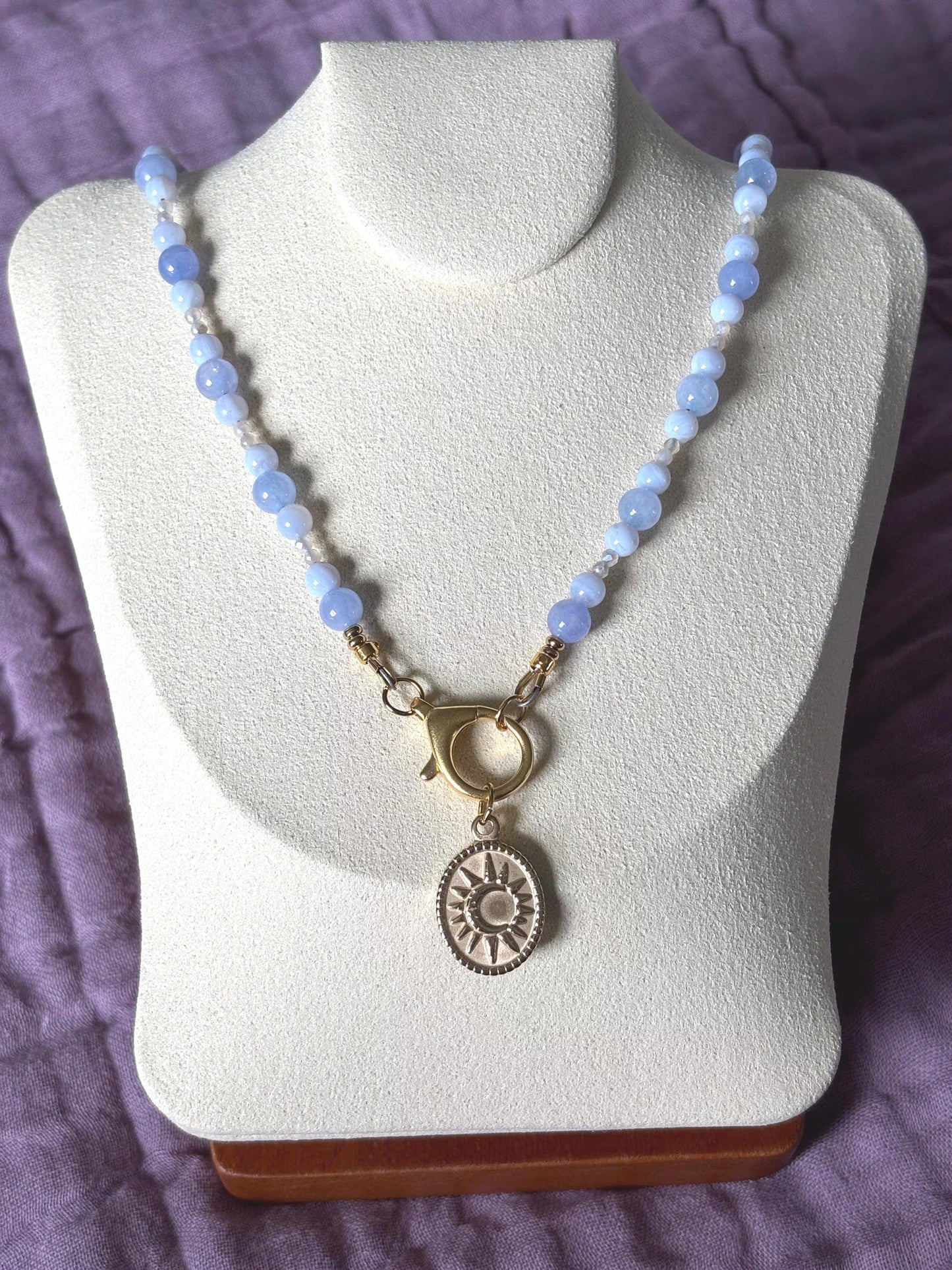 Blue Lace Agate and Moonstone Necklace