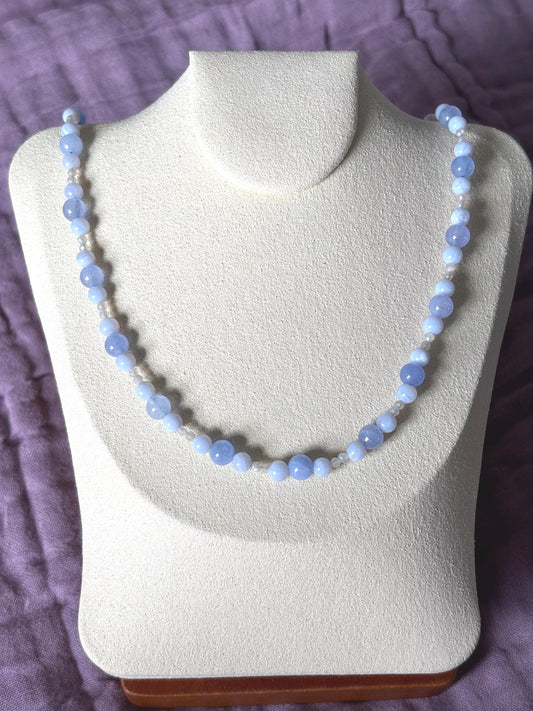 Blue Lace Agate and Moonstone Necklace