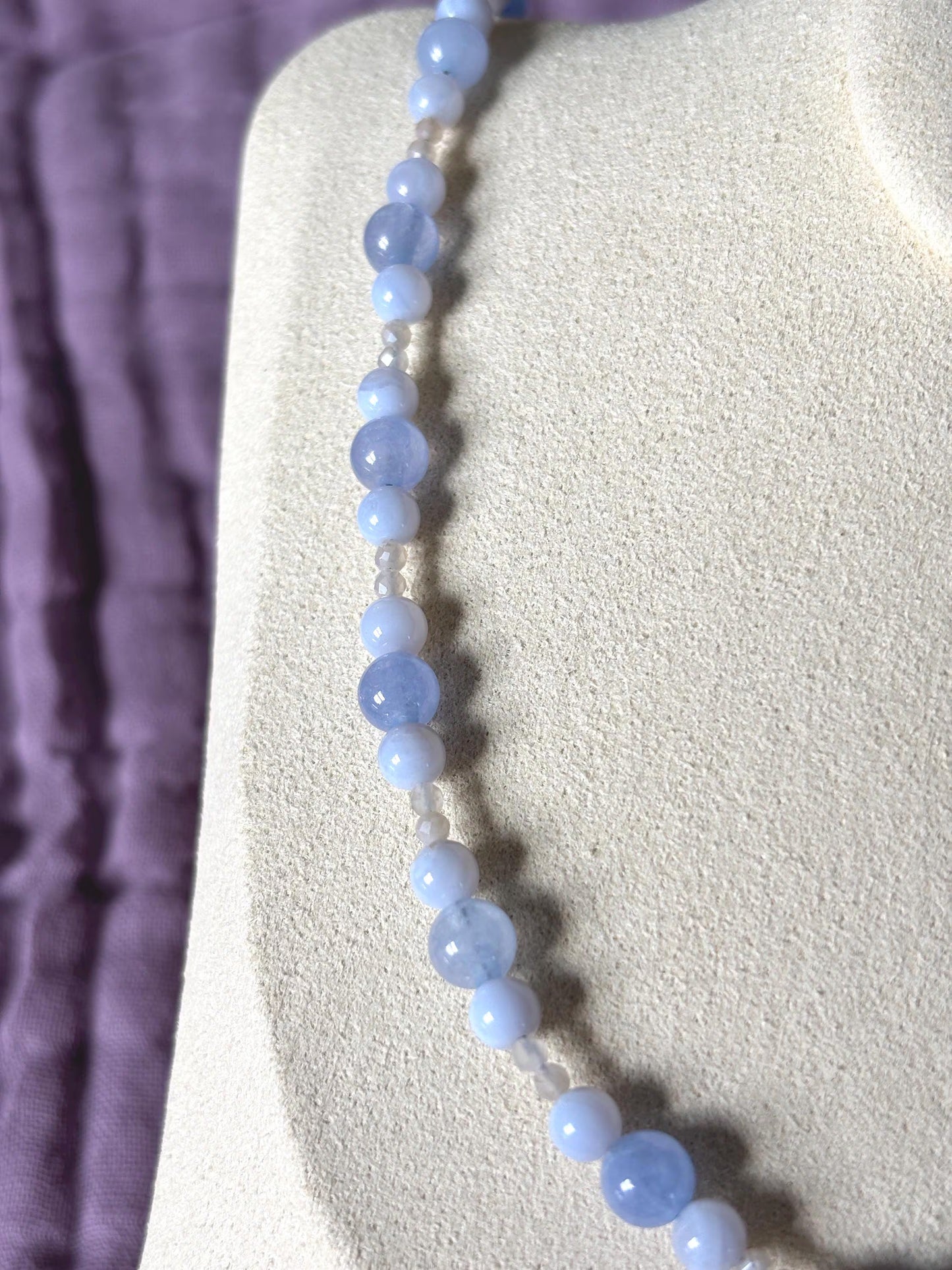 Blue Lace Agate and Moonstone Necklace