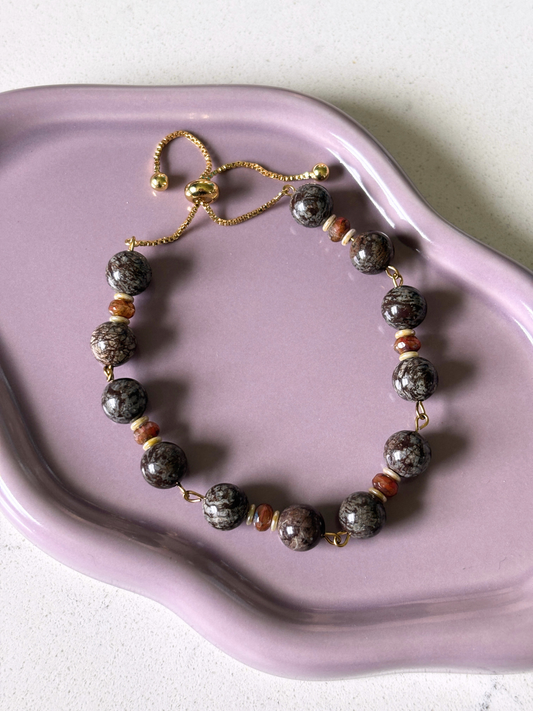Brown Snowflake Obsidian Bracelet