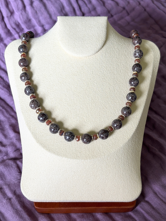 Brown Snowflake Obsidian Necklace