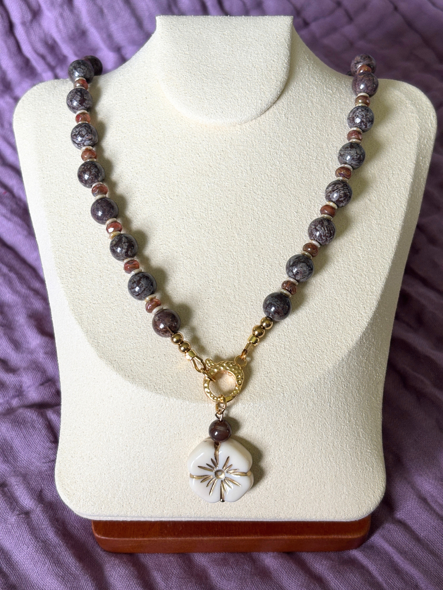 Brown Snowflake Obsidian Necklace