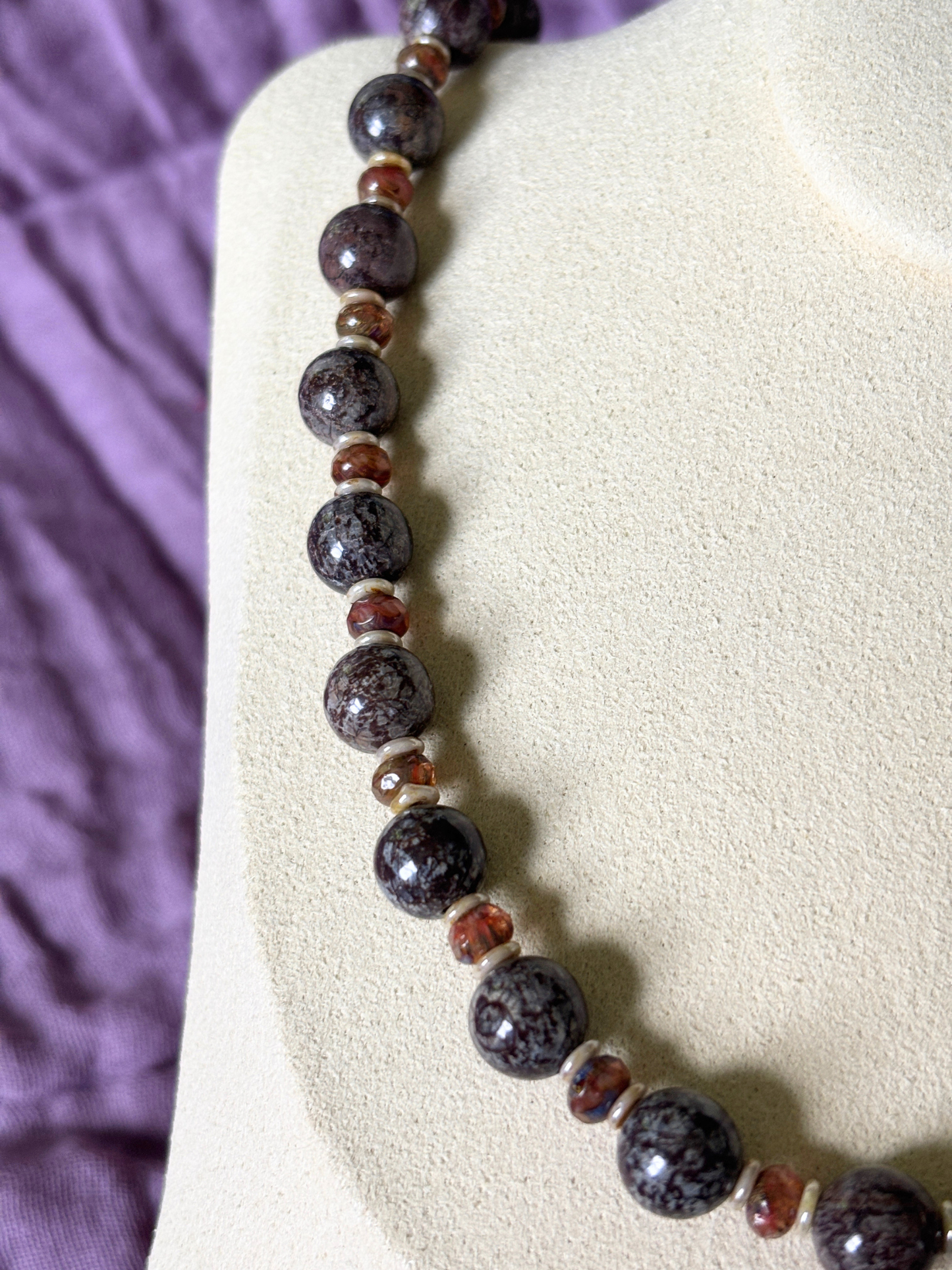 Brown Snowflake Obsidian Necklace
