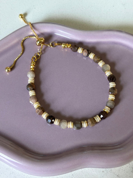 Dainty Chocolate Moonstone Bracelet