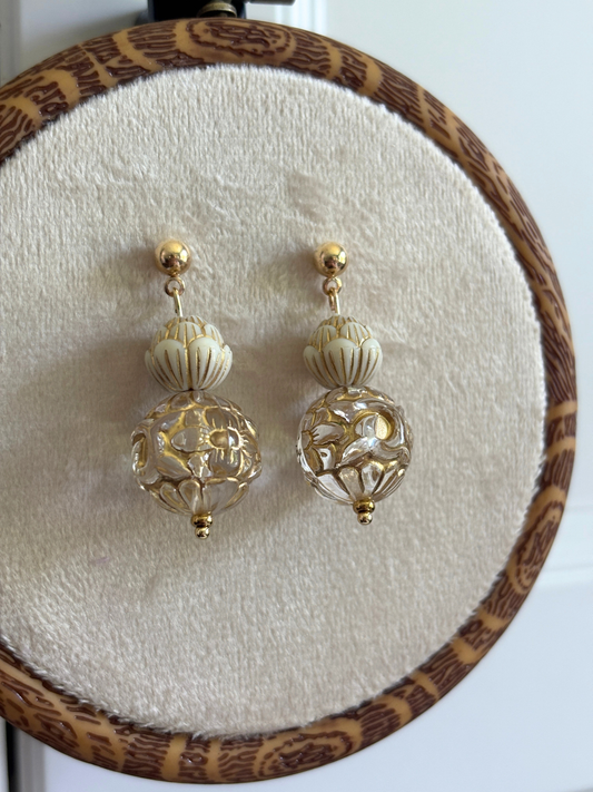 Gold Leaf Flower Earrings
