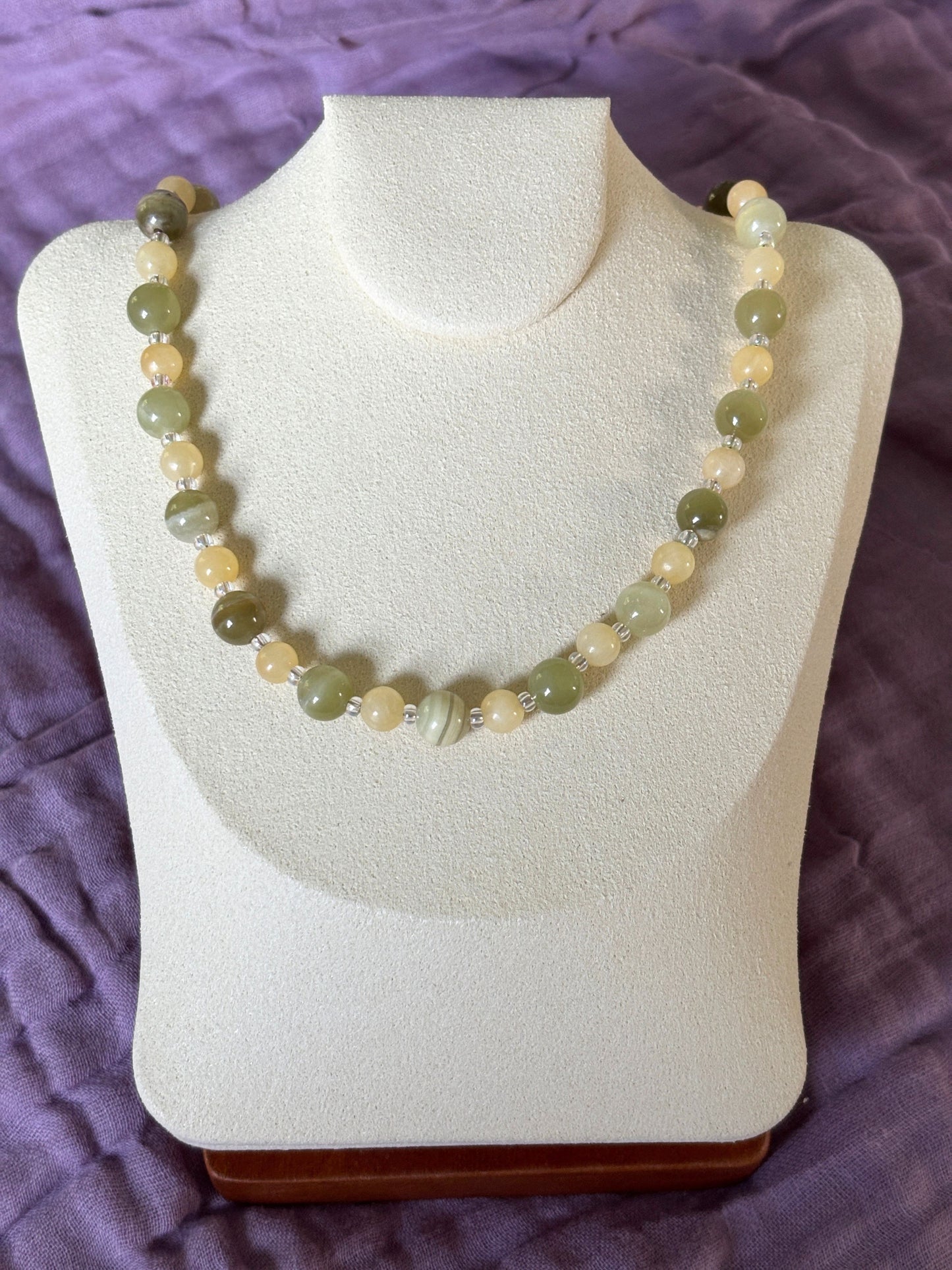 Green Calcite and Yellow Jade Necklace