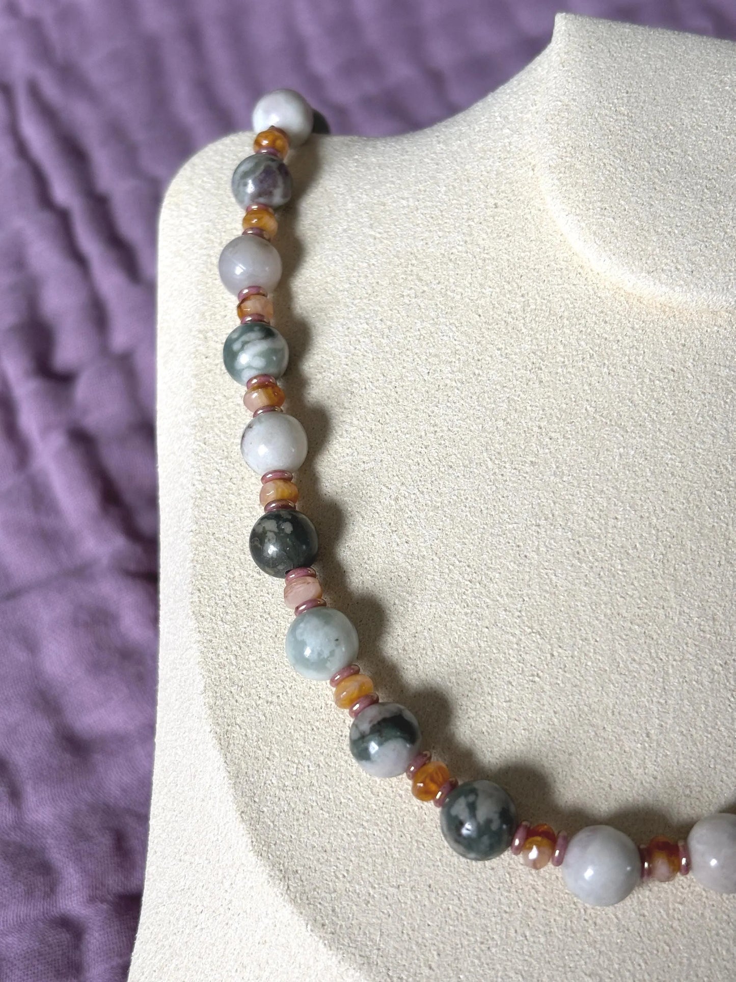 Harmony Jasper Necklace with Shamrock Pendant