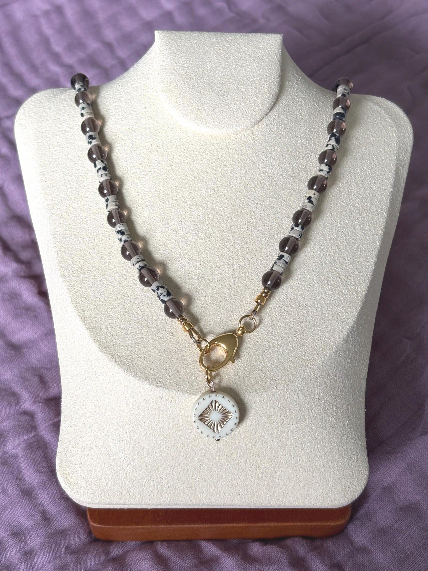 Ice Obsidian and Dalmatian Jasper Necklace