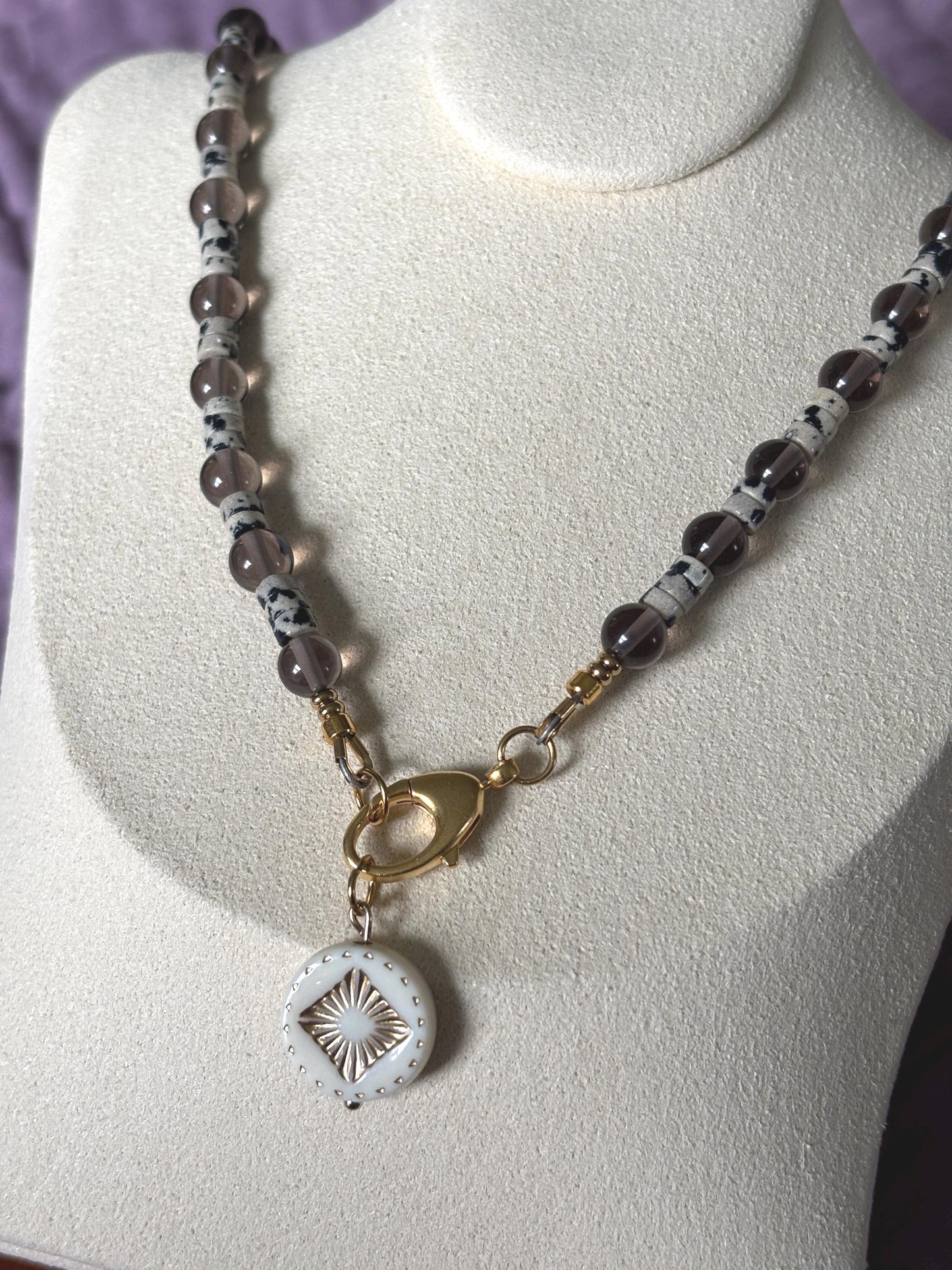 Ice Obsidian and Dalmatian Jasper Necklace