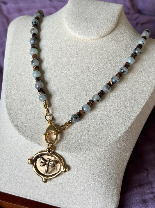 Kiwi Jasper and Tiger's Eye Necklace