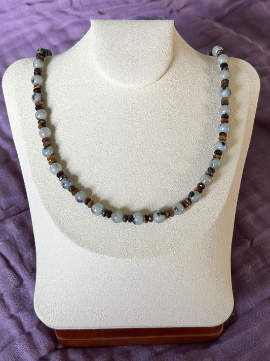 Kiwi Jasper and Tiger's Eye Necklace