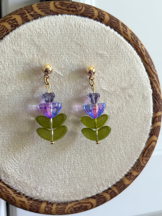 Purple Flower Earring