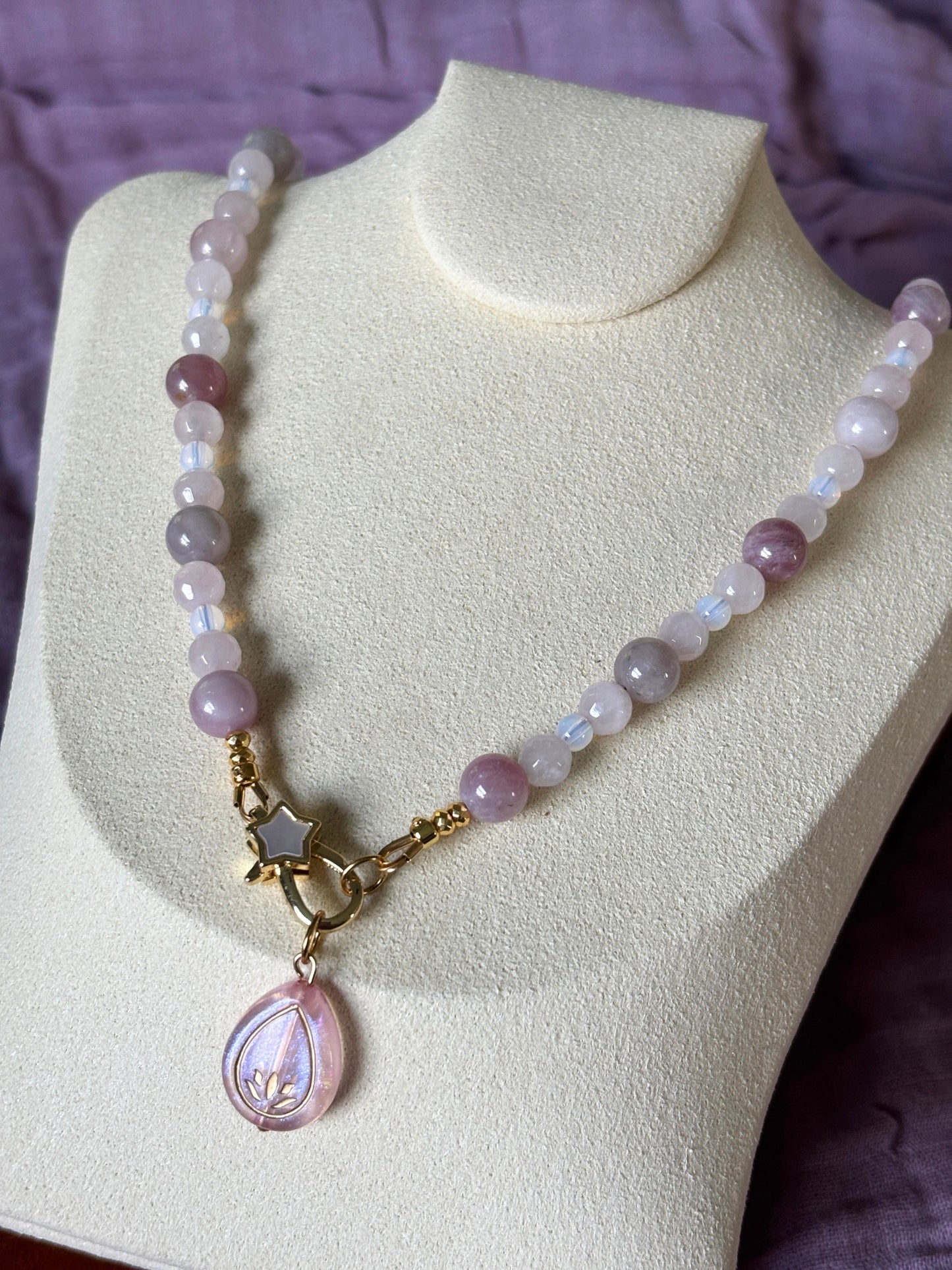Madagascar Rose Quartz and Opalite Necklace