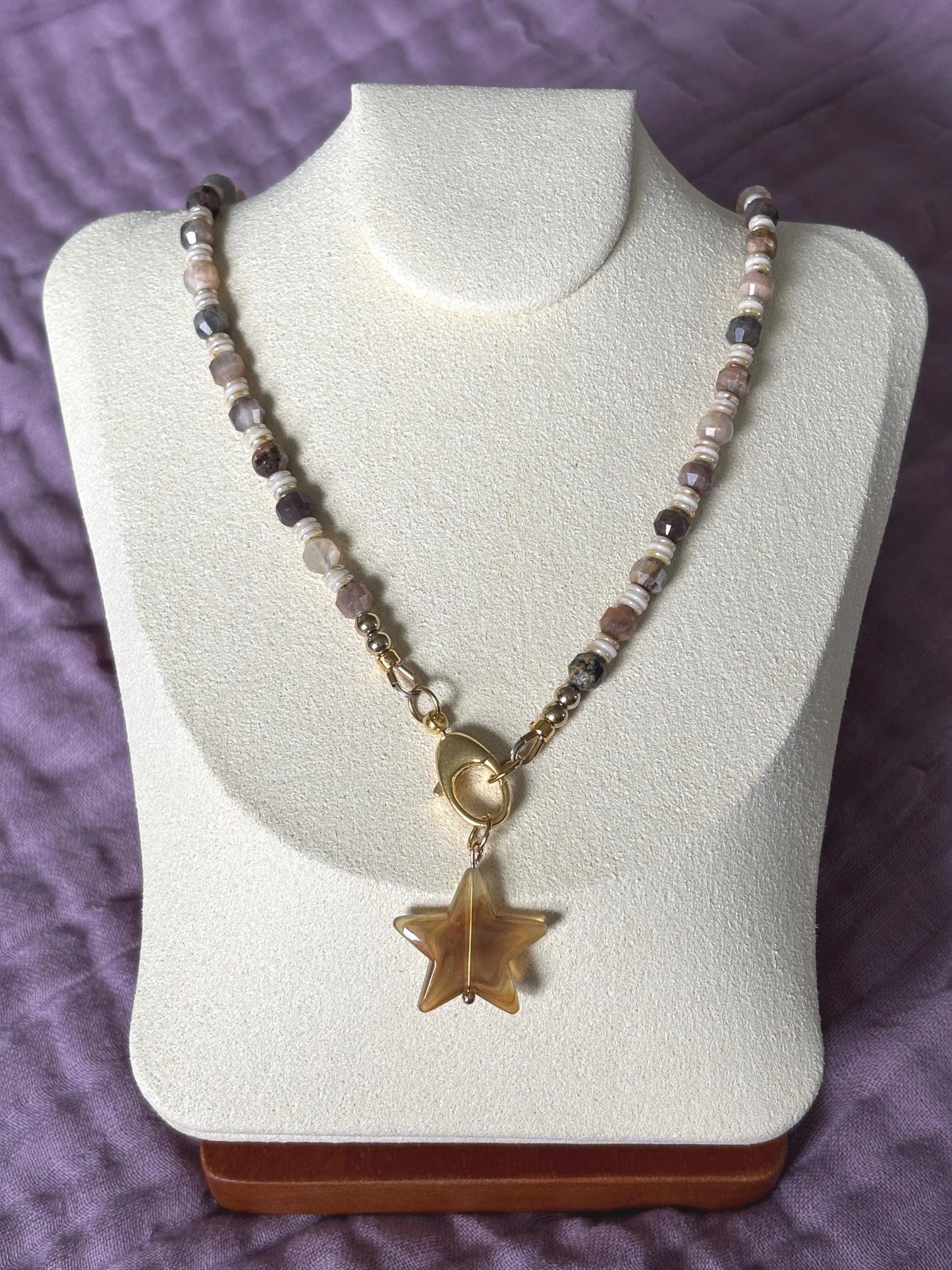 Dainty Chocolate Moonstone Necklace