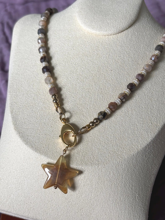 Dainty Chocolate Moonstone Necklace