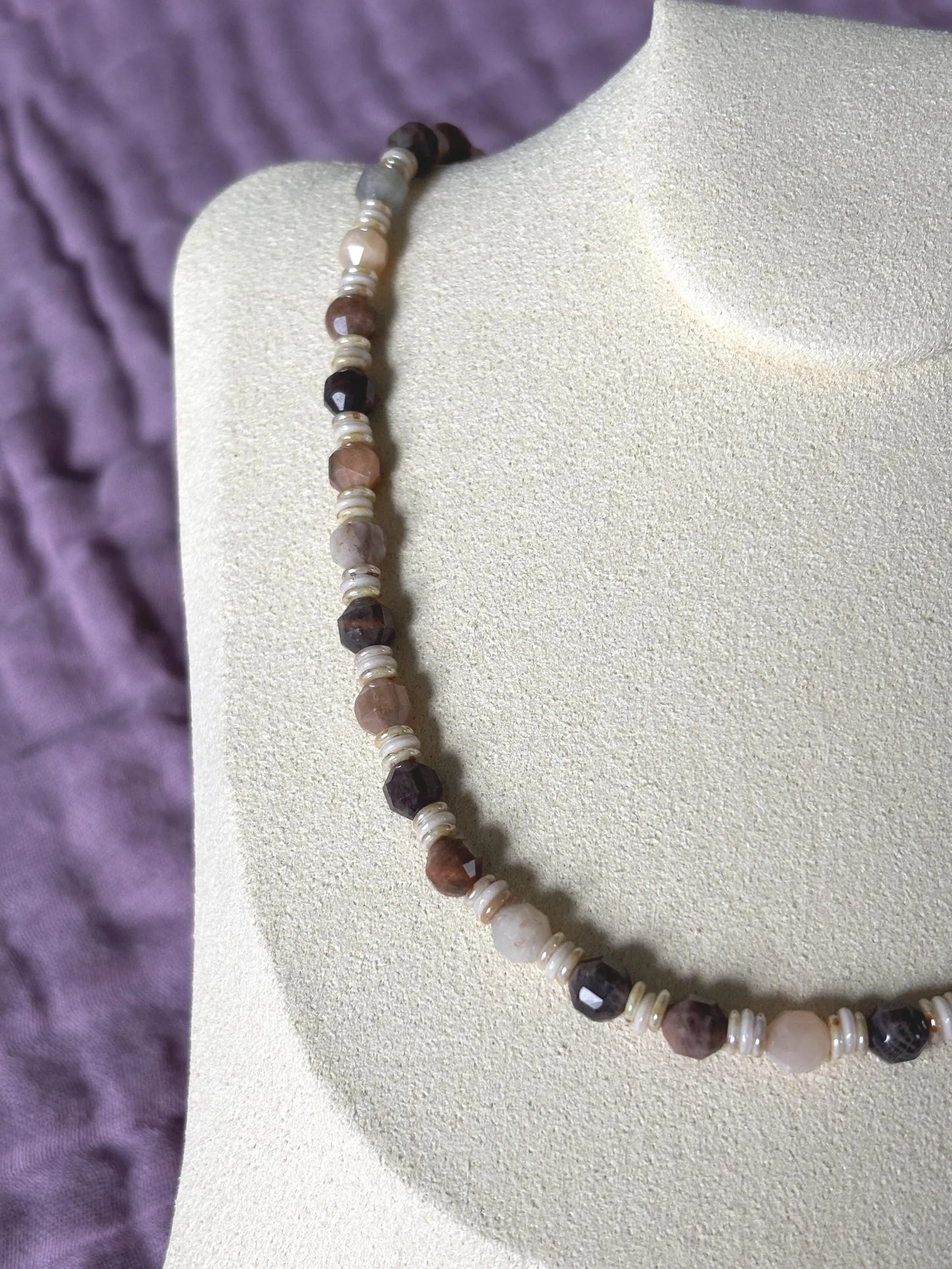 Dainty Chocolate Moonstone Necklace