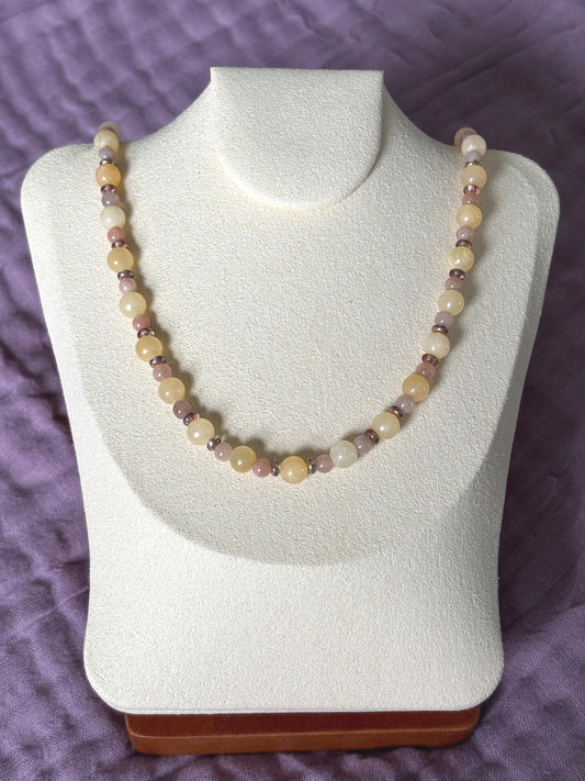 Yellow Jade and Sunstone Necklace