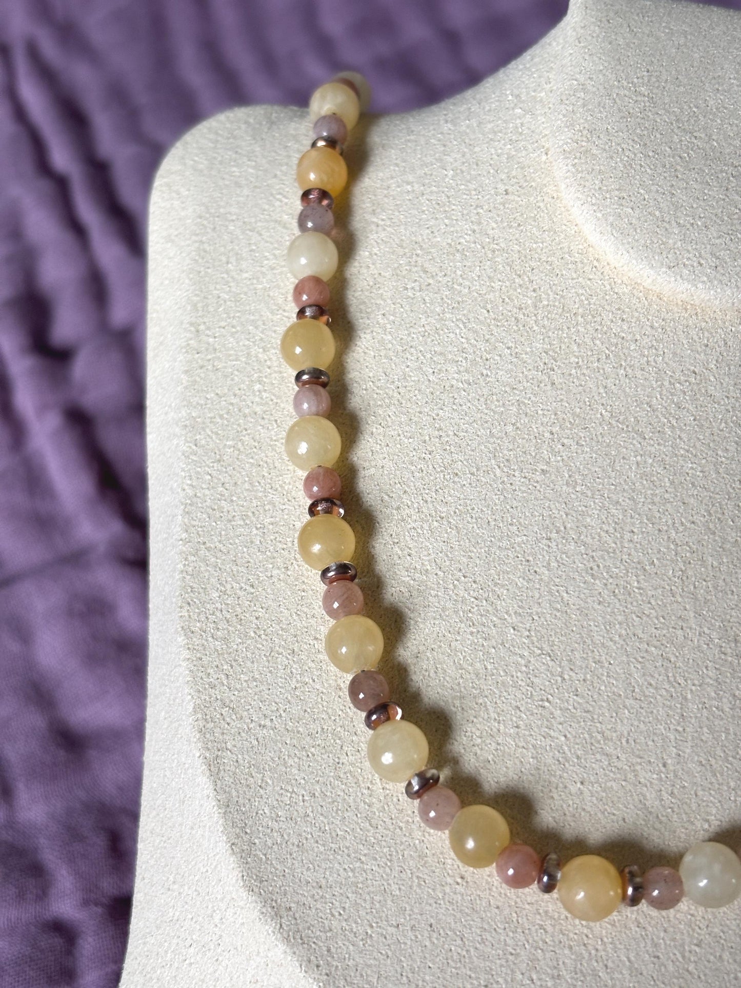 Yellow Jade and Sunstone Necklace